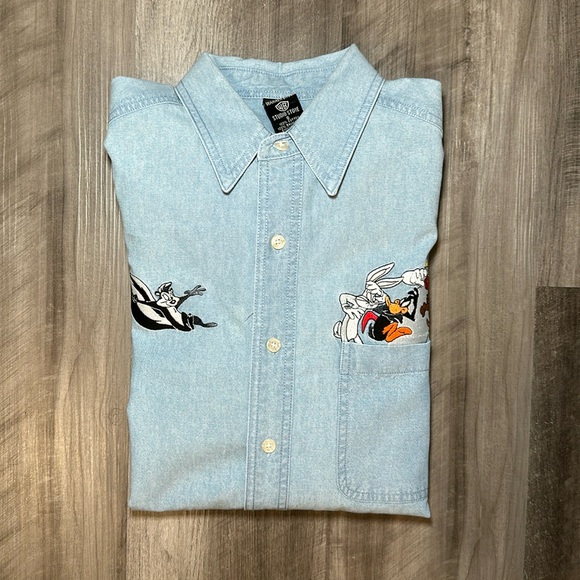 Warner Bros. Studio Store Vintage Denim Long Sleeve Button Down - Small - Picture 1 of 6
